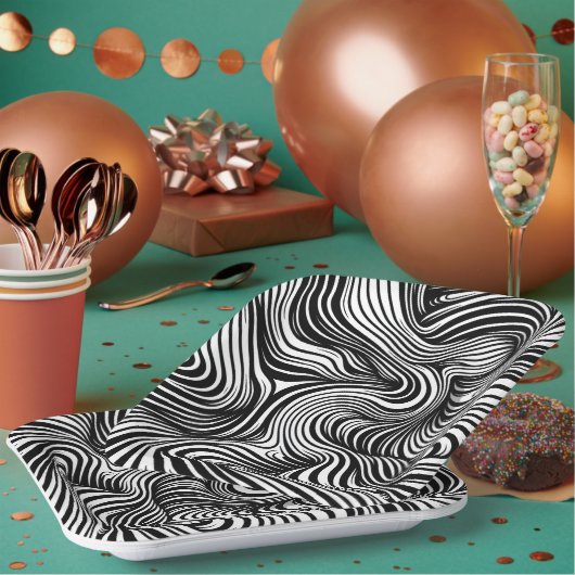 monochrome caleidoscoop papieren bordje (Multi)