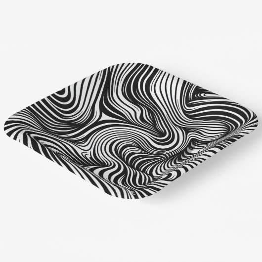 monochrome caleidoscoop papieren bordje (Gebogen)