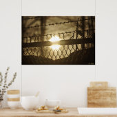 Monochrome chain link Barbed Wire Sunrise Poster (Keuken)