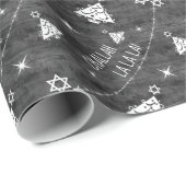 Monochrome Challah La La La La La Chrismukkah Patt Cadeaupapier (Rol Hoek)