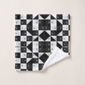 Monochrome checkboard en florale glamour Pattern Bad Handdoek (Wasdoekje)