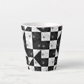 Monochrome checkboard en florale glamour Pattern Latte Mok (Voorkant)