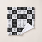 Monochrome checkboard FLowers Elegant patroon Bad Handdoek (Wasdoekje)