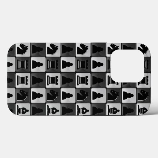 Monochrome Chess Pattern Case-Mate iPhone Case (Achterkant (horizontaal))