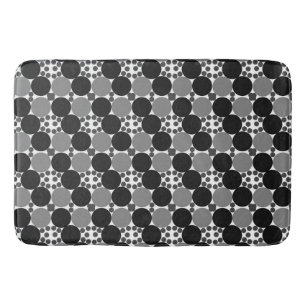 Monochrome cirkels: Abstract zwart wit en grijs, Badmat
