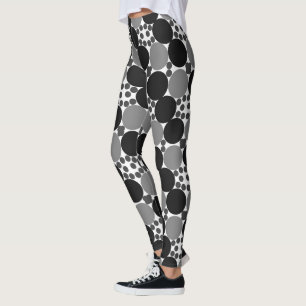 Monochrome cirkels: Abstract zwart wit en grijs, Leggings