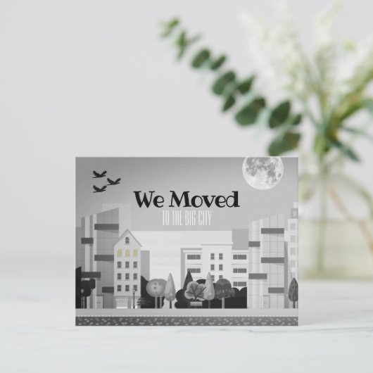 Monochrome City Skyline We hebben de aankondiging Briefkaart (Staand voorkant)