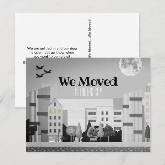 Monochrome City Skyline We hebben de aankondiging  Briefkaart (Voorkant / Achterkant)