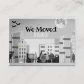 Monochrome City Skyline We hebben een nieuw adres  Visitekaartje (Voorkant)