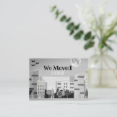 Monochrome City Skyline We hebben een nieuw adres  Visitekaartje (Staand voorkant)