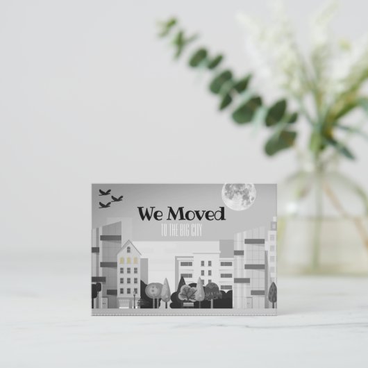 Monochrome City Skyline We hebben een nieuw adres  Visitekaartje (Staand voorkant)