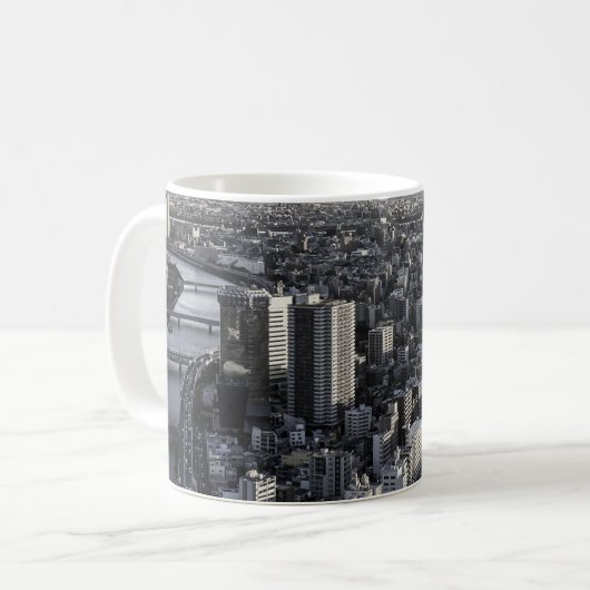 Monochrome City Vibes Koffiemok (Voorkant links)