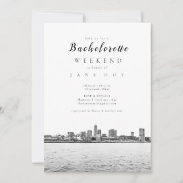 Monochrome Cleveland Bachelorette Party Invitation Kaart