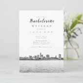 Monochrome Cleveland Bachelorette Party Invitation Kaart (Staand voorkant)