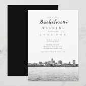 Monochrome Cleveland Bachelorette Party Invitation Kaart (Voorkant / Achterkant)