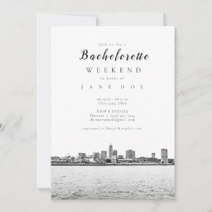 Monochrome Cleveland Bachelorette Party Invitation Kaart