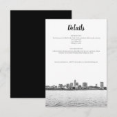 Monochrome Cleveland Skyline Details Kaart (Voorkant / Achterkant)