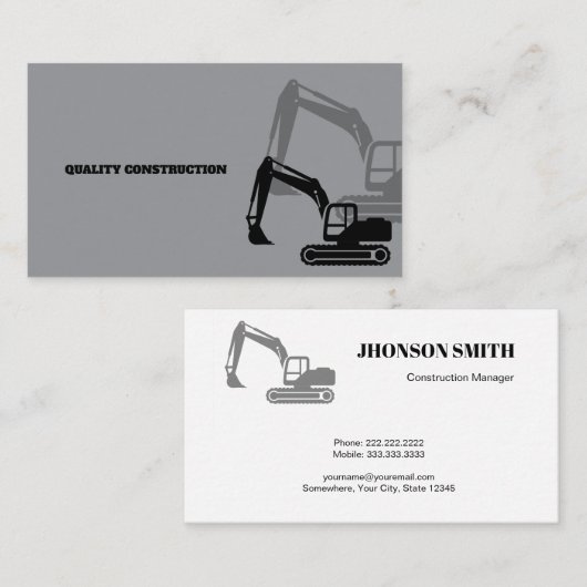 Monochrome concept zware apparatuur constructie visitekaartje (Voorkant / Achterkant)