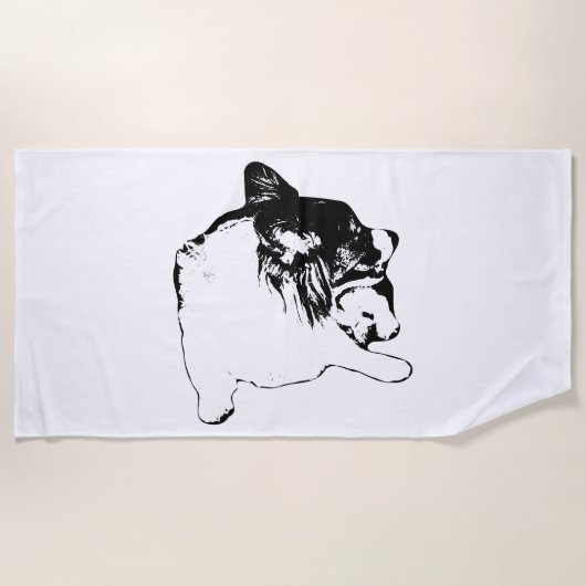 Monochrome Corgi-helderheid Strandlaken (Voorkant)