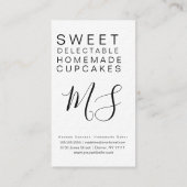 Monochrome cupcake bakkerdecorator visitekaartje (Achterkant)