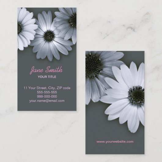 Monochrome Daisies visitekaartje (Voorkant / Achterkant)
