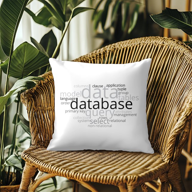 Monochrome Database Word Cloud v2 Kussen (Creator heeft geüpload)