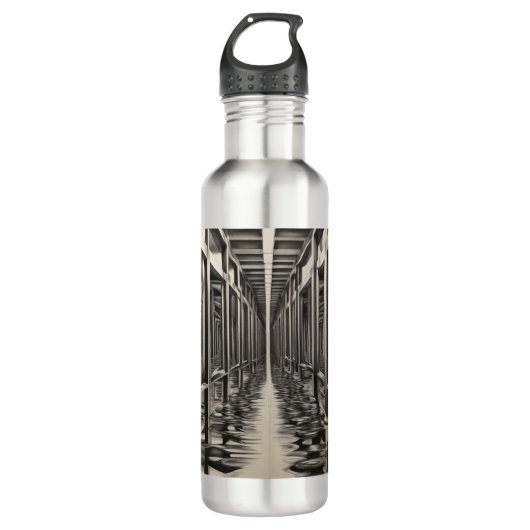 Monochrome Depth/Stainless Steel Art Bottle Waterfles (Voorkant)