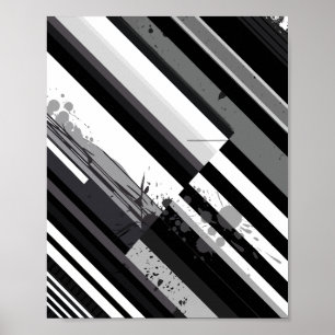 Monochrome Diagonale Abstracte Poster