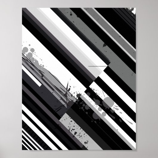 Monochrome Diagonale Abstracte Poster (Voorkant)