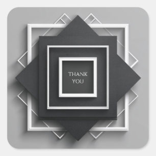 Monochrome Diamant Grid Architecturale Laag Vierkante Sticker