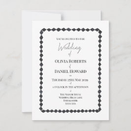 Monochrome diamant kader trouwuitnodiging save the date