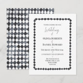 Monochrome diamant kader trouwuitnodiging save the date (Voorkant / Achterkant)