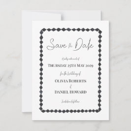 Monochrome Diamanten Frame Save the Date Kaart