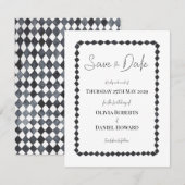 Monochrome Diamanten Frame Save the Date Kaart (Voorkant / Achterkant)