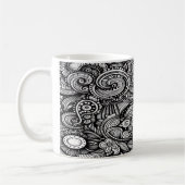 Monochrome Doodle Mok – Een met de Hand Getekende (Links)