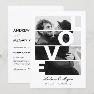 Monochrome Eenvoudige Elegante Liefde Fotobruiloft Kaart