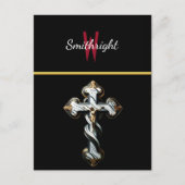 Monochrome Elegantie: Rood W-Logo op zwart-wit Briefkaart (Voorkant)