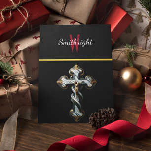 Monochrome Elegantie: Rood W-Logo op zwart-wit Briefkaart