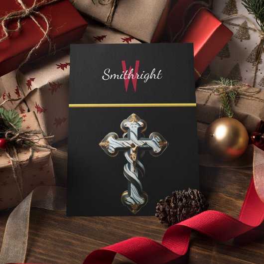 Monochrome Elegantie: Rood W-Logo op zwart-wit Briefkaart