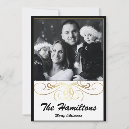 Monochrome Elegantie Zwart-wit Vakantie Kaart (Voorkant)