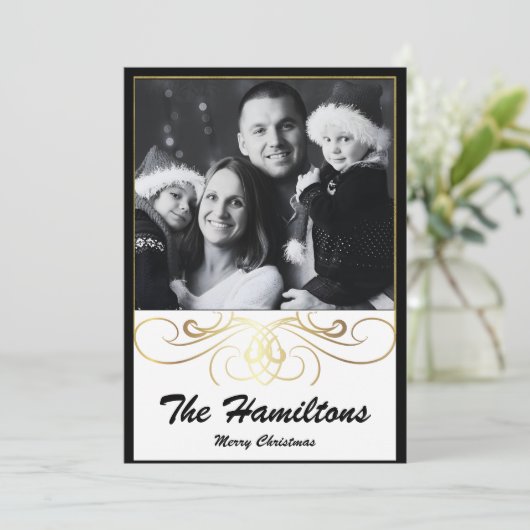 Monochrome Elegantie Zwart-wit Vakantie Kaart (Staand voorkant)