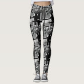 Monochrome elegantie: zwart witte tulp stilleven leggings (Voorkant)