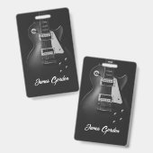 Monochrome elektrische gitaar gepersonaliseerd badge (Voor- en achterkant)