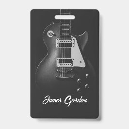 Monochrome elektrische gitaar gepersonaliseerd badge