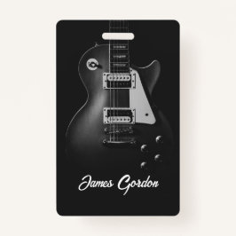 Monochrome elektrische gitaar gepersonaliseerd badge