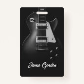 Monochrome elektrische gitaar gepersonaliseerd badge (Achterkant)