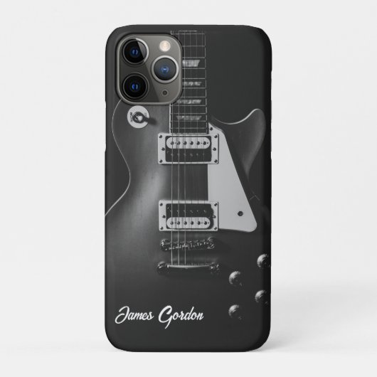Monochrome elektrische gitaar gepersonaliseerd Case-Mate iPhone case (Achterkant)