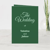 Monochrome Emerald Groen Huwelijksprogramma Kaart (Achterkant)