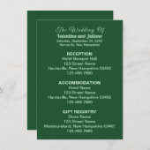 Monochrome Emerald Groene Huwelijksbijlage Kaart (Voorkant / Achterkant)