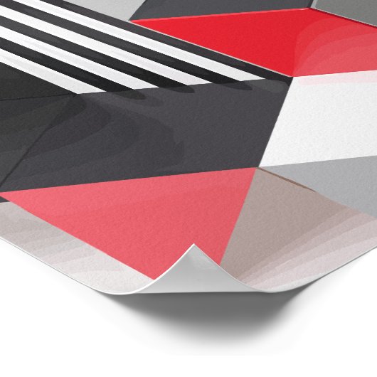 Monochrome en rode geometrische blokken poster (Hoek)